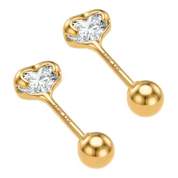 Aretes Broquel de Oro 10k Corazón con Zirconia 4x3 mm - Imagen 4