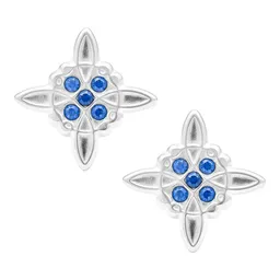 Aretes Broquel de Plata 925 Nudo de Bruja con Zirconia Transparente - Imagen 1