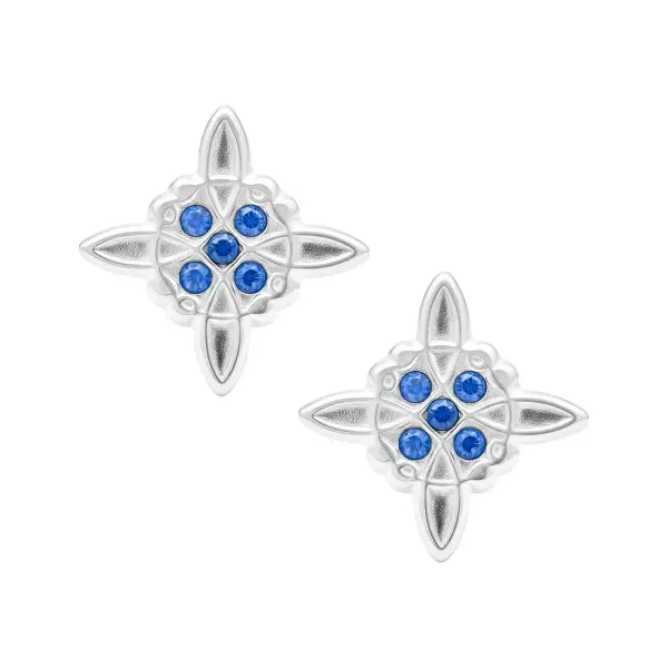 Aretes Broquel de Plata 925 Nudo de Bruja con Zirconia Transparente - Imagen 1
