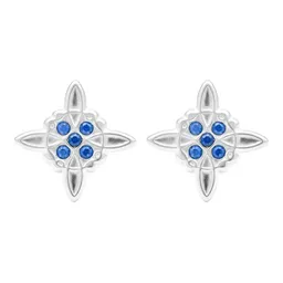 Aretes Broquel de Plata 925 Nudo de Bruja con Zirconia Transparente - Imagen 2