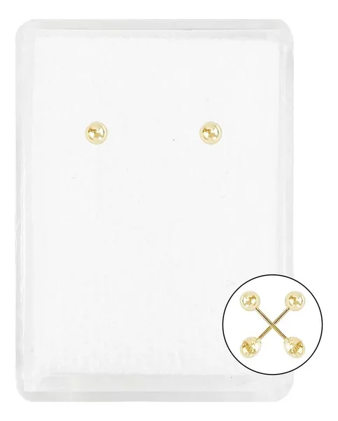 Aretes Broquel Oro 14k Bola 2mm Minimalista Unisex - Imagen 1
