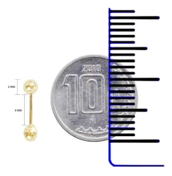 Aretes Dormilona Oro 14k Bola 2mm Minimalista Unisex - Imagen 3