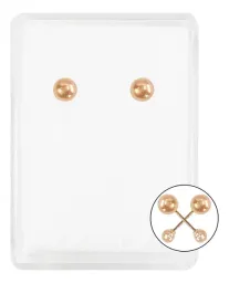 Aretes Broquel Bola Oro Rosa 10k Minimalista Unisex 3.75mm - Imagen 1