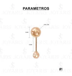 Aretes Broquel Bola Oro Rosa 10k Minimalista Unisex 3.75mm - Imagen 2