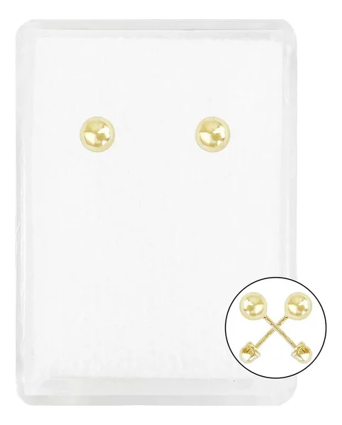 Aretes de oro 10k dorado broquel dormilona bola 3.75mm — Joyaris