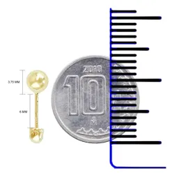 Aretes Broquel Oro 10k Bola Lisa Dormilona para Mujer - Imagen 3