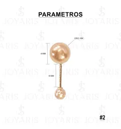 Aretes Broquel Oro 10k Rosa Bola Dormilona Unisex 4mm - Imagen 2