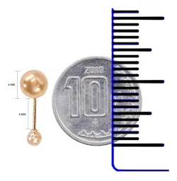 Aretes Broquel Oro 10k Rosa Bola Dormilona Unisex 4mm - Imagen 3