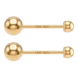 Aretes Broquel Dormilona Oro 10k Bola Clásica para Mujer - Imagen 4