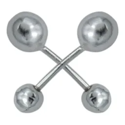 Aretes Broquel Dormilona Bola Lisa Plata Ley .925 - Imagen 2