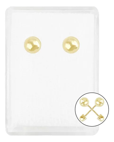 Aretes Broquel Dormilona Oro 10k Bola Clásica para Mujer - Imagen 1