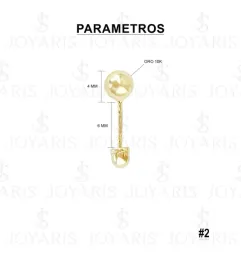 Aretes Broquel Dormilona Oro 10k Bola Clásica para Mujer - Imagen 2