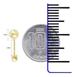 Aretes Broquel Dormilona Oro 10k Bola Clásica para Mujer - Imagen 3