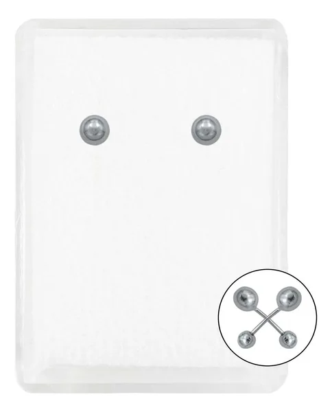 Aretes Broquel Dormilona Bola Lisa Plata Ley .925 - Imagen 1