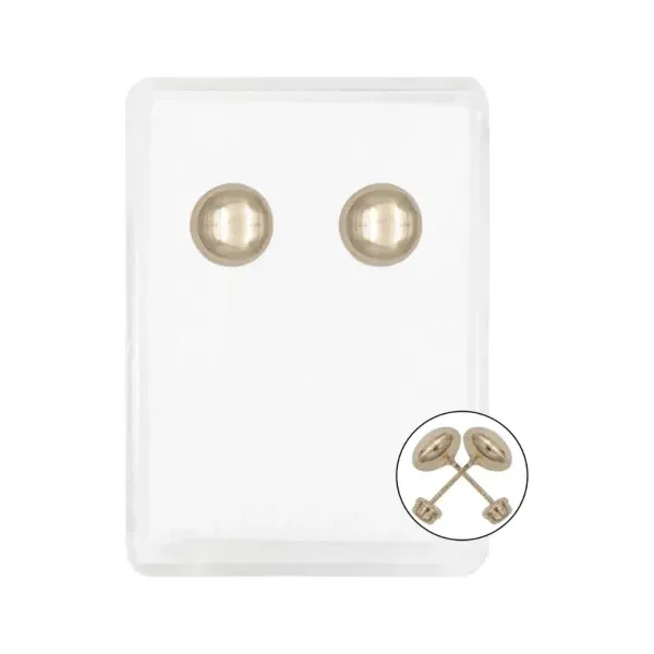 Aretes Broquel Dormilona Oro 10k Diseño Luneta 6mm - Imagen 1