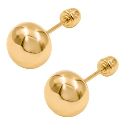 Aretes Broquel Dormilona Oro 10k Diseño Luneta 6mm - Imagen 3