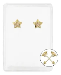 Aretes Broquel Oro 10k Estrella Diamantada con Zirconia - Imagen 1