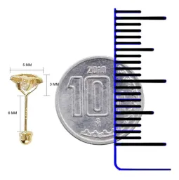 Aretes Broquel Oro 10k Estrella Diamantada con Zirconia - Imagen 3