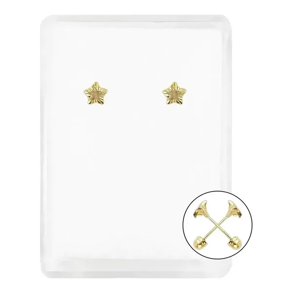 Aretes Broquel Estrella Oro 10k con Zirconia y Detalle Diamantado - Imagen 1