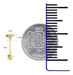 Aretes Broquel Estrella Oro 10k con Zirconia y Detalle Diamantado - Imagen 3