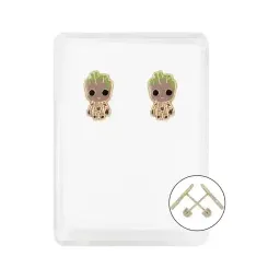 Aretes Broquel Héroe Villano Oro 10k Café - Imagen 1