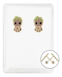 Aretes Broquel Héroe Villano Oro 10k Café - Imagen 1
