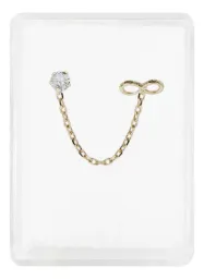 Aretes Broquel Infinito Cadena Oro 10k Zirconia - Imagen 1