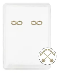 Aretes Broquel Oro 10k Diseño Infinito Liso - Imagen 1