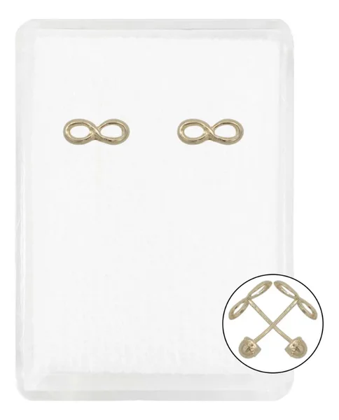 Aretes de oro 10k broquel diseno infinito liso — Joyaris