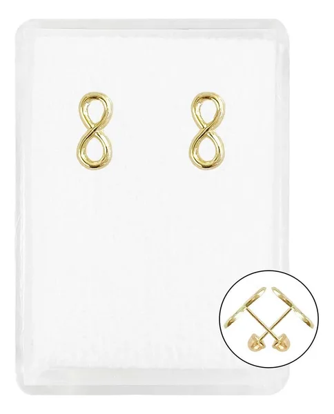 Aretes de oro 10k amarillo broquel diseno infinito liso — Joyaris