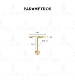 Aretes Broquel Oro 10k Infinito Liso - Imagen 2