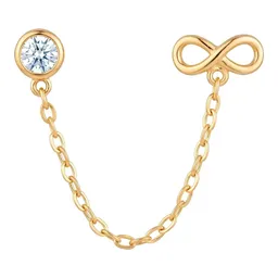 Aretes Broquel Infinito Cadena Oro 10k Zirconia - Imagen 1