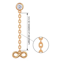 Aretes Broquel Infinito Cadena Oro 10k Zirconia - Imagen 5