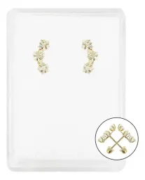 Aretes Broquel Lambada 3 Estrellas Oro 10k con Zirconia - Imagen 1