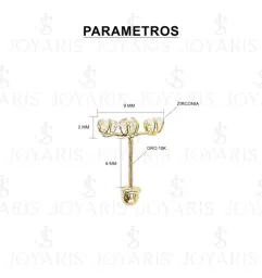 Aretes Broquel Lambada 3 Estrellas Oro 10k con Zirconia - Imagen 2
