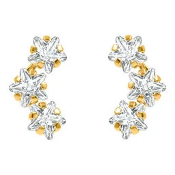 Aretes Broquel Lambada 3 Estrellas Oro 10k con Zirconia - Imagen 1