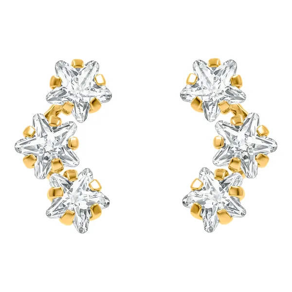 Aretes Broquel Lambada 3 Estrellas Oro 10k con Zirconia - Imagen 1