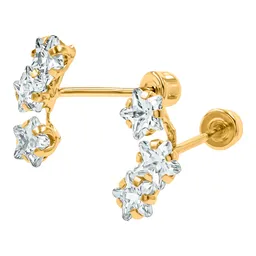 Aretes Broquel Lambada 3 Estrellas Oro 10k con Zirconia - Imagen 2