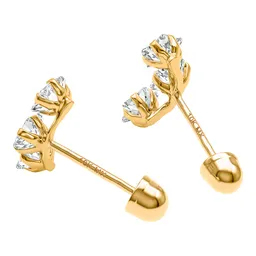 Aretes Broquel Lambada 3 Estrellas Oro 10k con Zirconia - Imagen 4