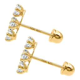 Aretes Broquel Lambada 3 Estrellas Oro 10k con Zirconia - Imagen 5