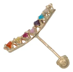 Aretes Broquel Oro 10k con Zirconias Diseño Marquise para Mujer - Imagen 2