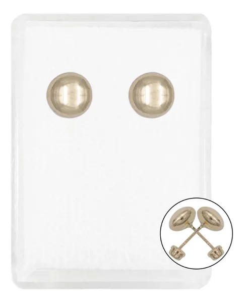 Aretes Broquel Dormilona Oro 10k Diseño Luneta 6mm - Imagen 1