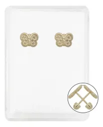 Aretes Broquel Mariposa Diamantada Oro 10k - Imagen 1