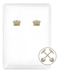 Aretes Broquel Oro 10k Mariposa Liso para Dama Hecho en México - Imagen 1