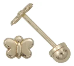 Aretes Broquel Oro 10k Mariposa Liso para Dama Hecho en México - Imagen 3
