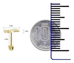 Aretes Broquel Oro 10k Santa Muerte Liso Pequeño - Imagen 3