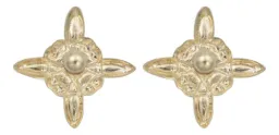 Aretes Broquel Oro 10k Nudo Bruja Arenado Diamantado - Imagen 4