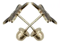 Aretes Broquel Oro 10k Nudo Bruja Celta Esmaltado con Zirconia - Imagen 3