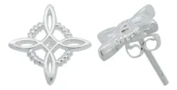 Aretes Broquel Plata 925 Nudo Bruja Celta con Zirconia - Imagen 1