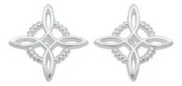 Aretes Broquel Plata 925 Nudo Bruja Celta con Zirconia - Imagen 2